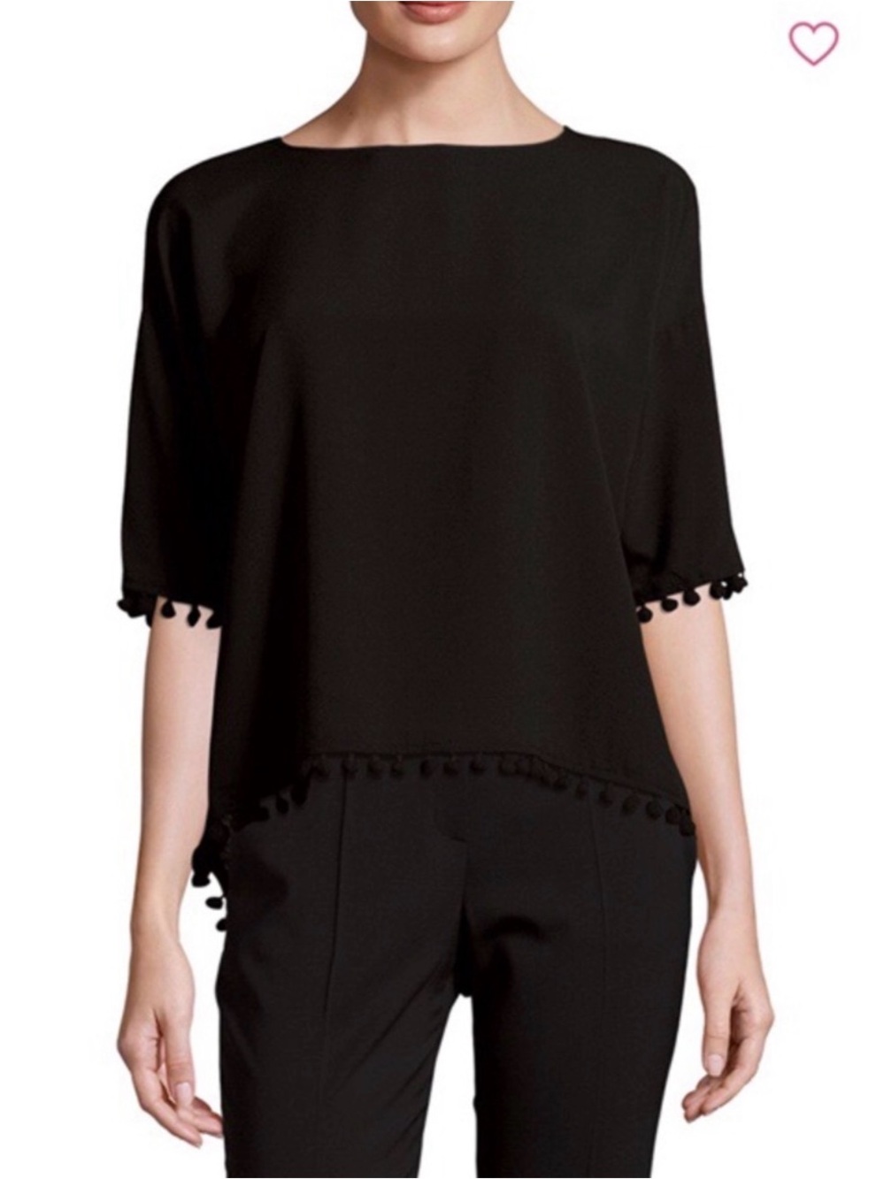French Connection Pom Pom trim tee size L